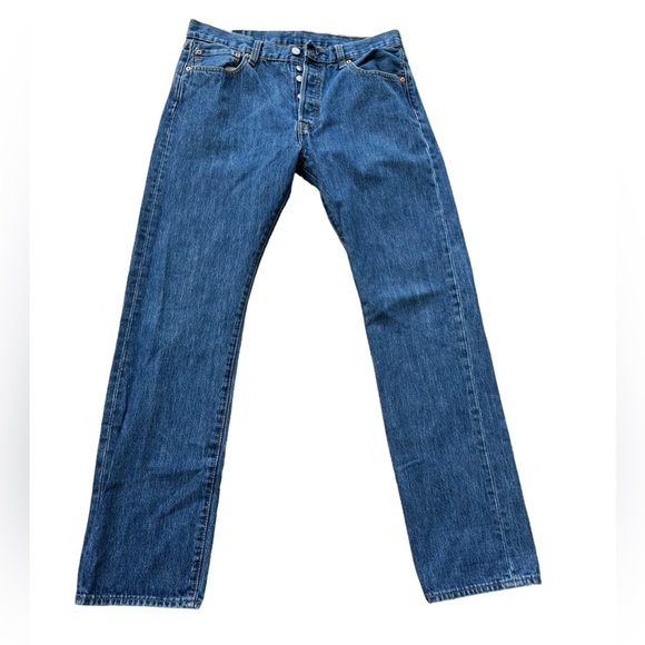 Levis 501 Mens‎ Button Fly Straight Leg Medium Wash Jeans Size W34x L34 - Picture 1 of 12